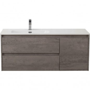 База под раковину подвесная BELBAGNO KRAFT-1200-2C-1A-SO-CG-L с двумя выкатными ящиками и одной распашной дверцей, левосторонняя, Cemento Grigio, 1200x460x500