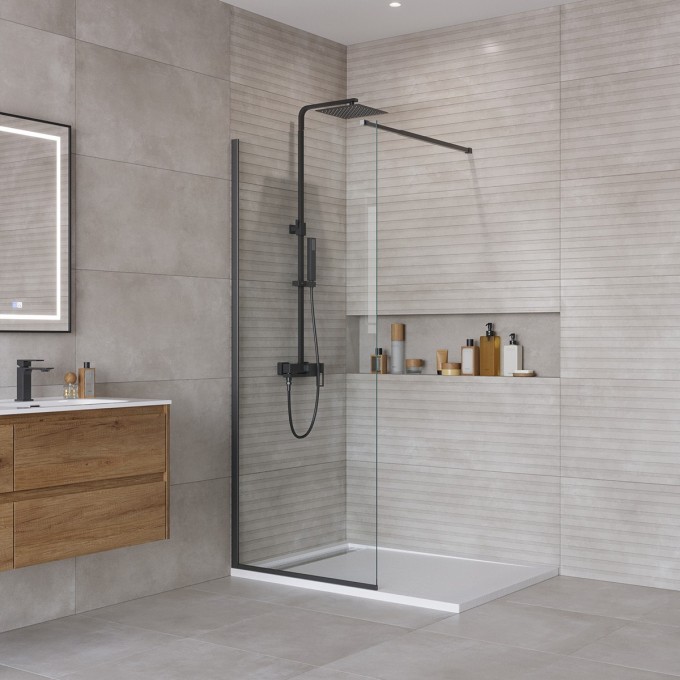 Душевая перегородка BELBAGNO KRAFT-L-1-700-C-NERO с односторонним входом, стекло прозрачное, профиль чёрный, 700x1950 мм KRAFT-L-1-70-C-NERO Душевая перегородка BELBAGNO KRAFT-L-1-700-C-NERO с односторонним входом, стекло прозрачное, профиль чёрный, 700x1950 мм KRAFT-L-1-70-C-NERO
