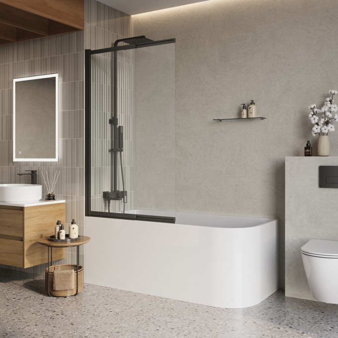 Душевая шторка на ванну BELBAGNO LUCE-VF-11-100/145-C-NERO Душевая шторка на ванну BELBAGNO LUCE-VF-11-100/145-C-NERO