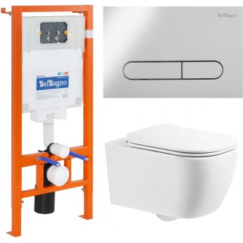 Комплект 4в1 унитаз, инсталляция, кнопка смыва, крышка-сиденье BELBAGNO