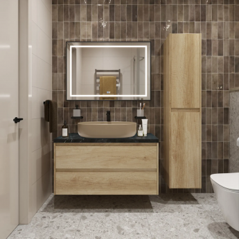 Тумба BELBAGNO KRAFT 100 со столешницей и накладной раковиной подвесная, KRAFT100RNN-KEPMNO-1084-H316-SET Тумба BELBAGNO KRAFT 100 со столешницей и накладной раковиной подвесная, KRAFT100RNN-KEPMNO-1084-H316-SET